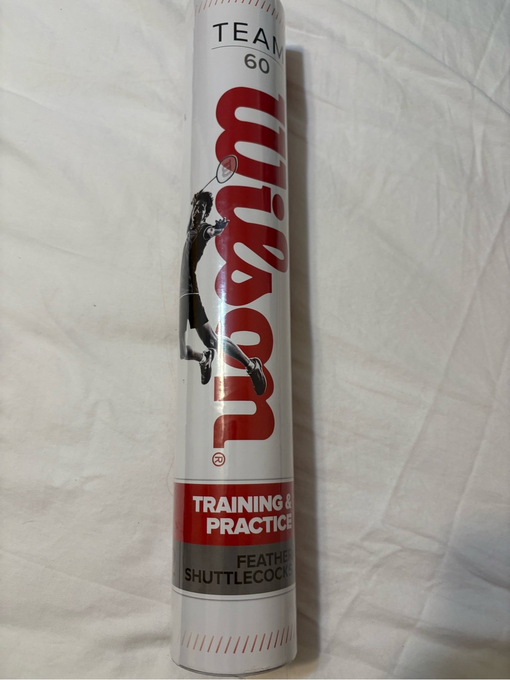 Wilson White & Red Feather Shuttlecock Tube - Team 60